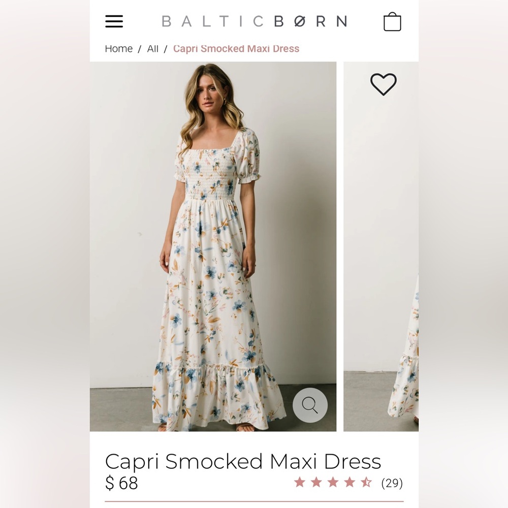 Baltic Born Capri Smocked Maxi Dress White Multi Print